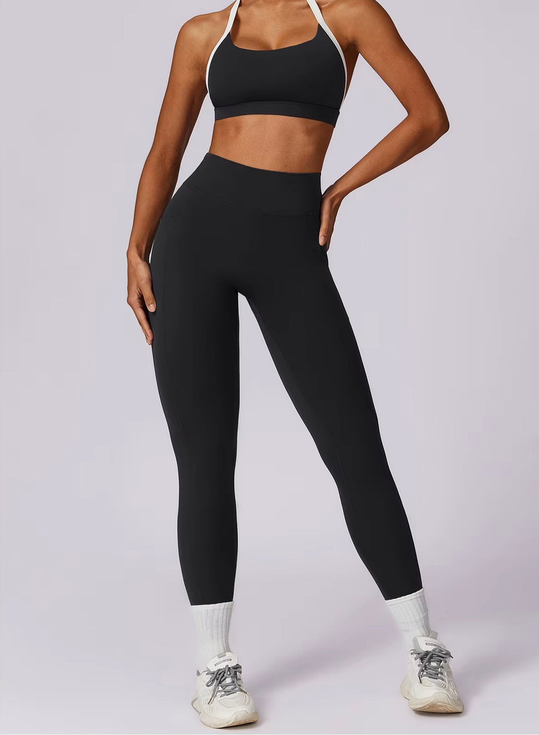 Ensemble de Yoga 2 pièces pour femmes, vêtements d'entraînement Push Up, vêtements de sport, Legging de gymnastique, soutien-gorge de Fitness, haut court, combinaisons de sport à manches longues