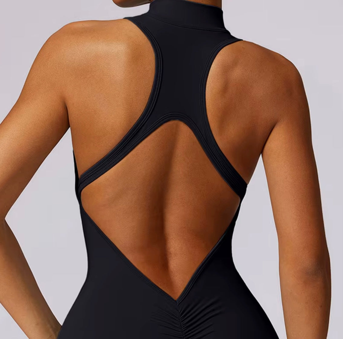 Combinaisons dos nu fermeture éclair sport body femmes Yoga ensembles vêtements de sport Fitness salopette une pièce costume entraînement combishort femme