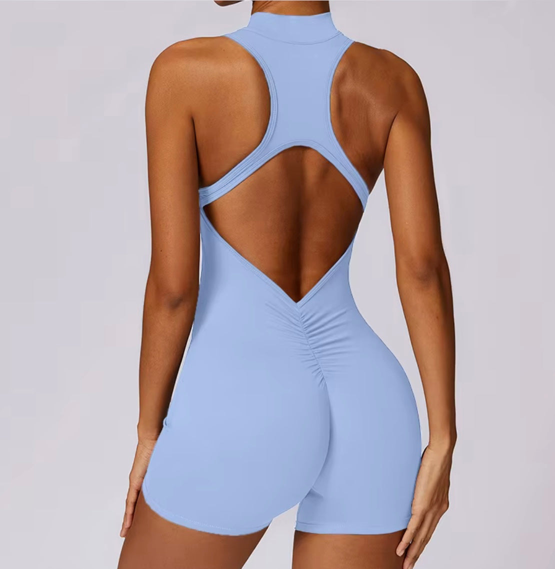 Combinaisons dos nu fermeture éclair sport body femmes Yoga ensembles vêtements de sport Fitness salopette une pièce costume entraînement combishort femme
