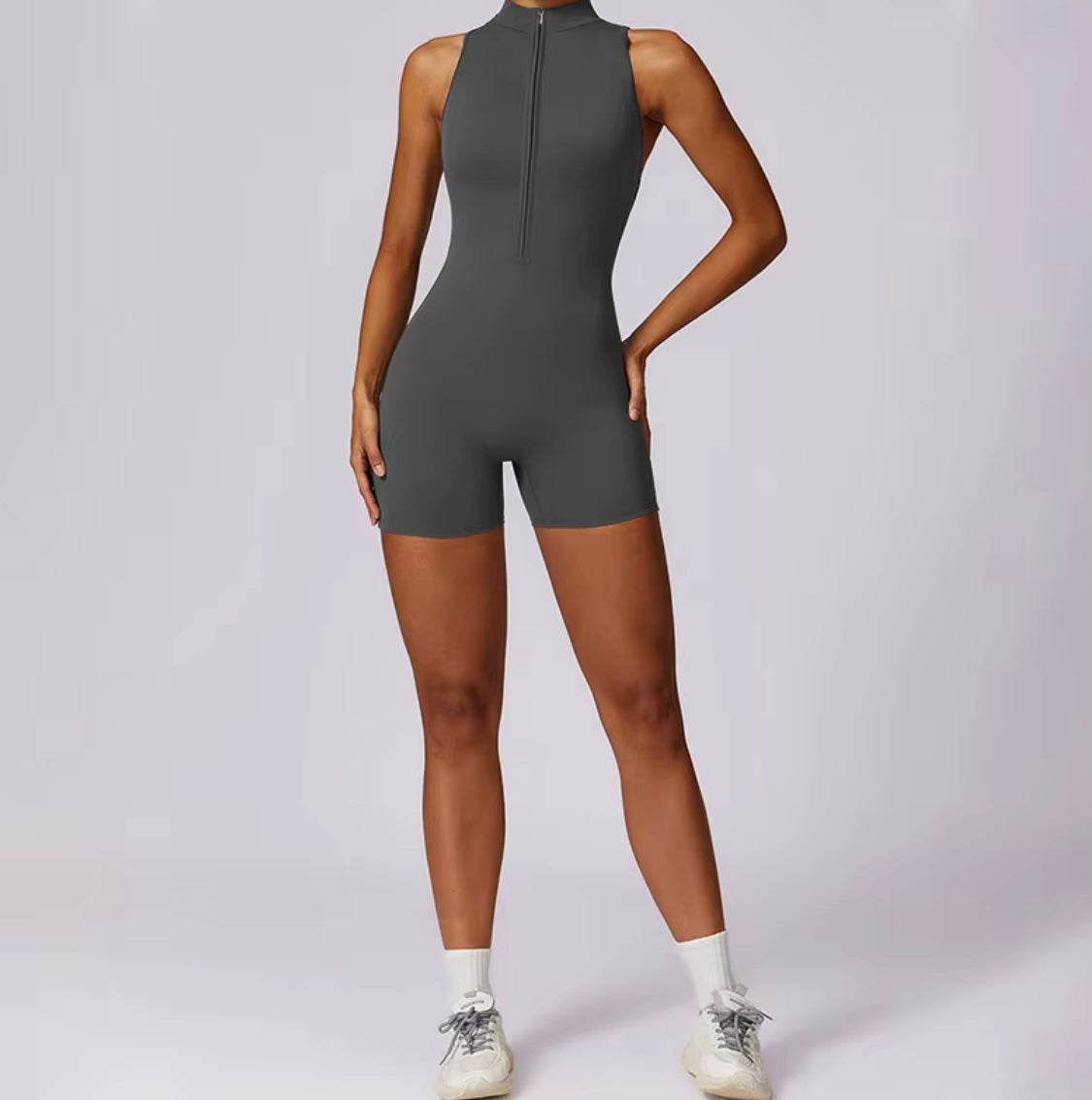Combinaisons dos nu fermeture éclair sport body femmes Yoga ensembles vêtements de sport Fitness salopette une pièce costume entraînement combishort femme