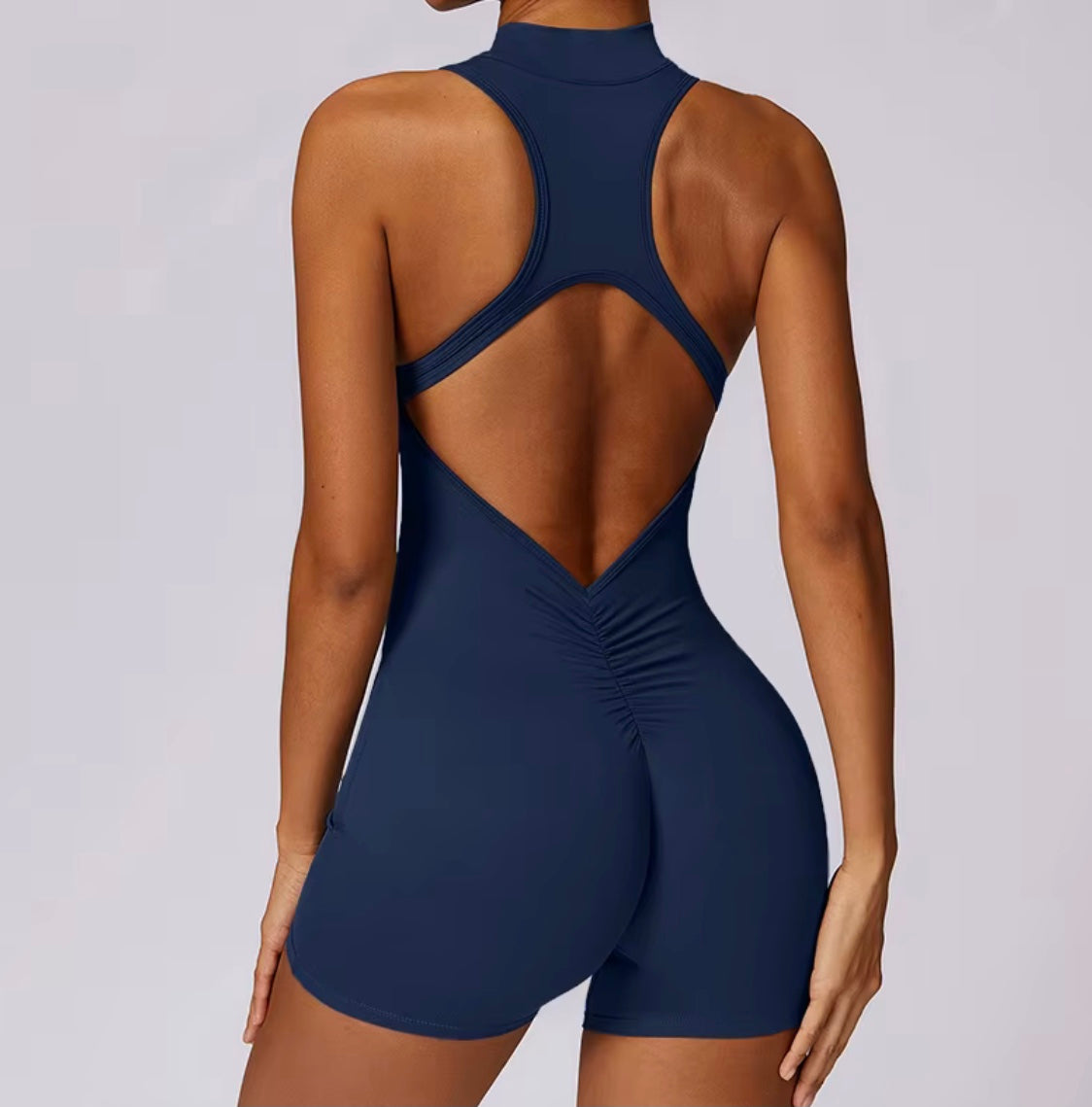Combinaisons dos nu fermeture éclair sport body femmes Yoga ensembles vêtements de sport Fitness salopette une pièce costume entraînement combishort femme