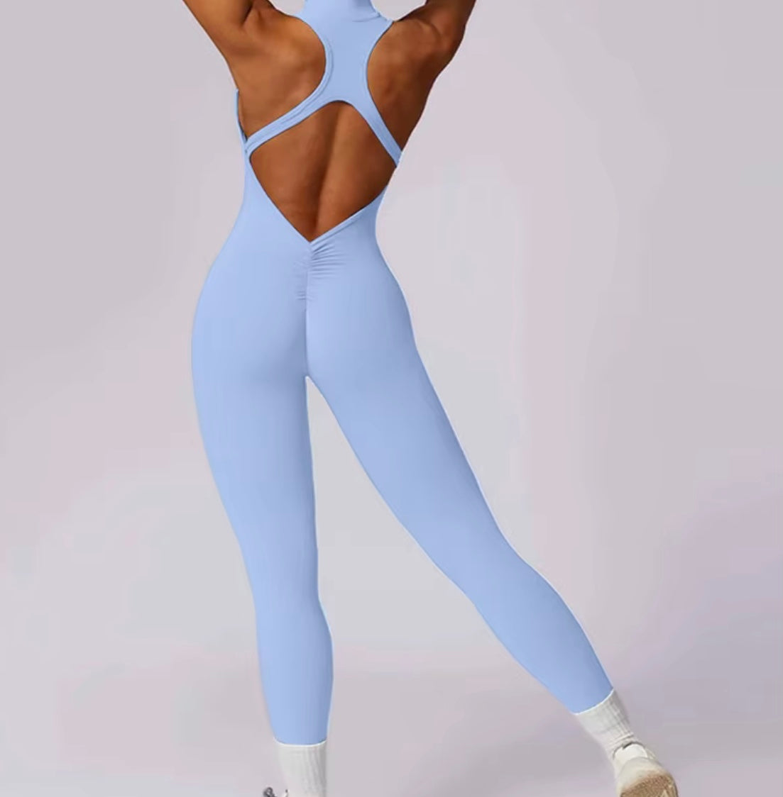 Combinaisons dos nu fermeture éclair sport body femmes Yoga ensembles vêtements de sport Fitness salopette une pièce costume entraînement combishort femme
