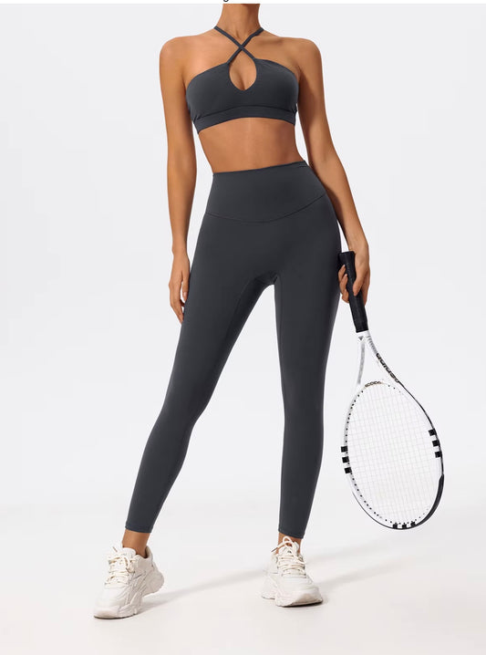 Ctenkevet deux pièces ensemble de Sport pour femmes poitrine croisé vêtements de Yoga femme Gym Bandeau Sport soutien-gorge costumes tenue de Sport pour femme
