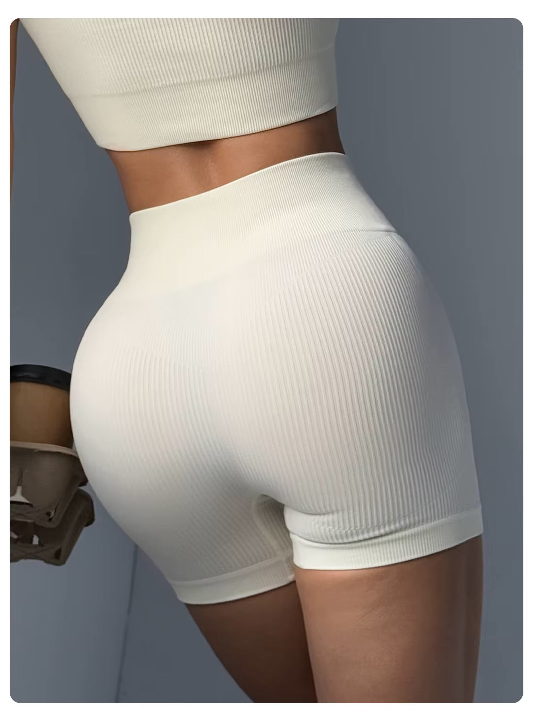 Pantalon de Yoga taille haute pour femmes, conçu pour soulever et façonner, ajusté avec une couleur unie et une Texture côtelée, short de sport