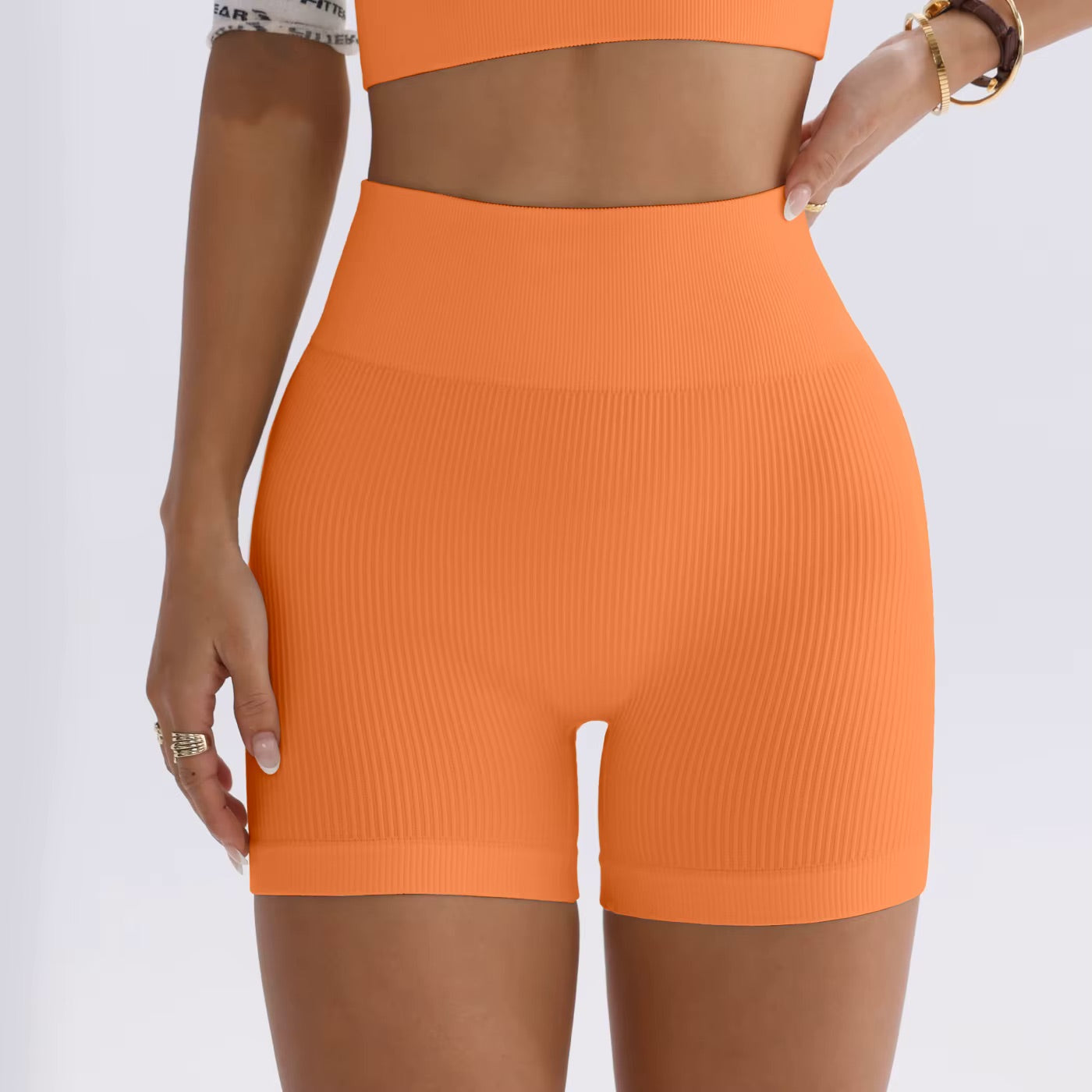 Pantalon de Yoga taille haute pour femmes, conçu pour soulever et façonner, ajusté avec une couleur unie et une Texture côtelée, short de sport