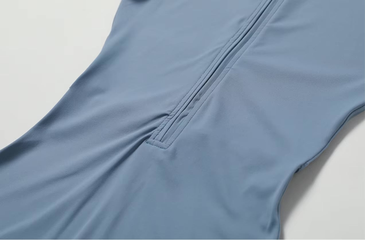 Combinaison de yoga une pièce nue européenne et américaine avec col montant, demi-fermeture éclair