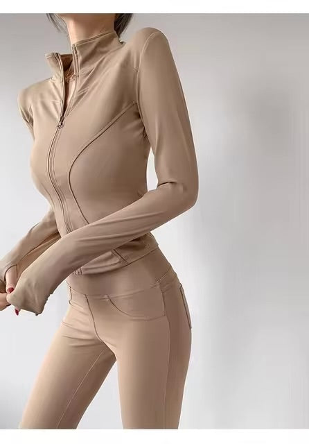 Sun – manteau de sport à séchage rapide pour femmes, veste de Yoga à manches longues avec fermeture écla