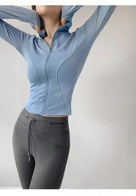 Sun – manteau de sport à séchage rapide pour femmes, veste de Yoga à manches longues avec fermeture écla