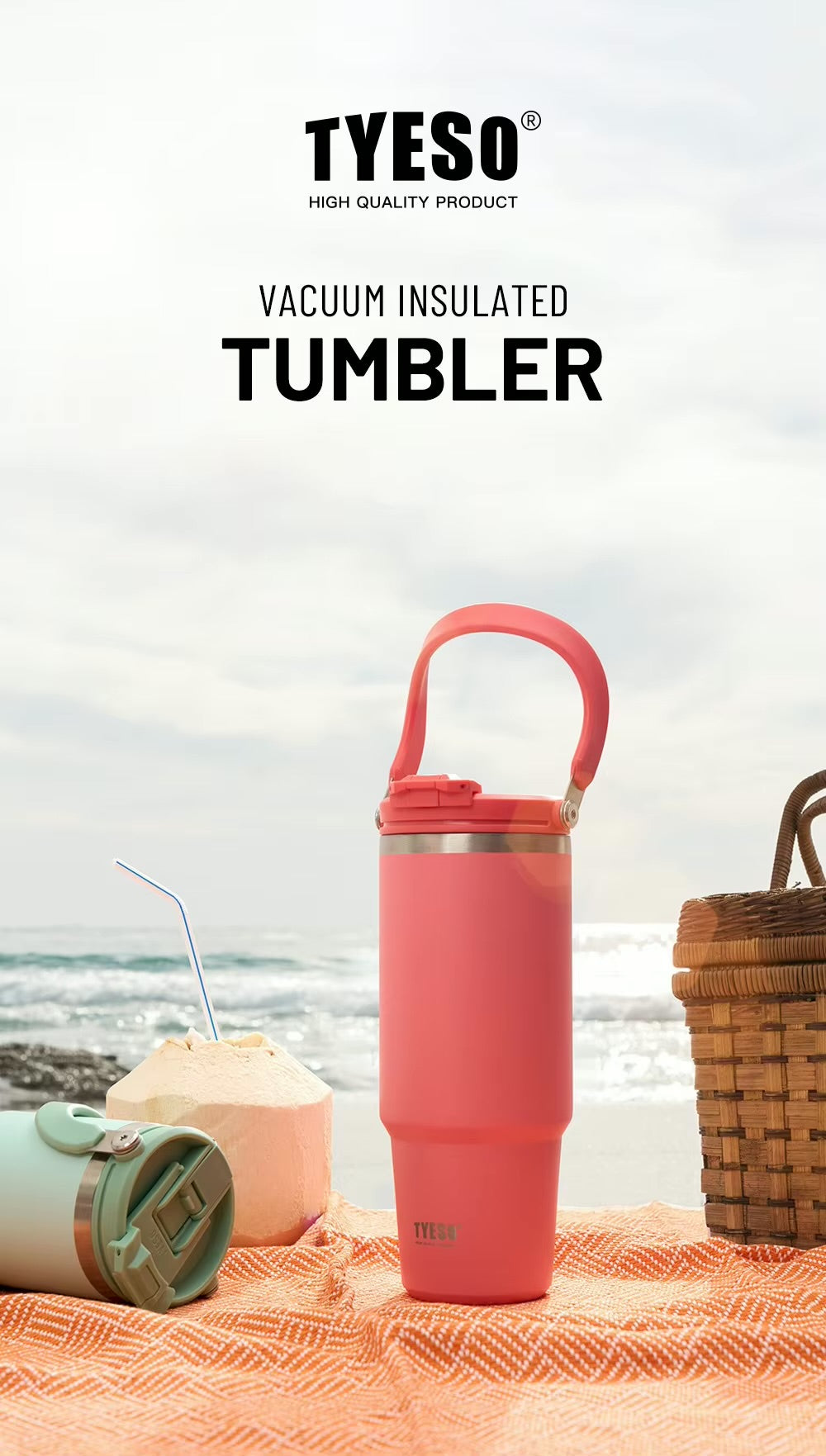 Tyeso Thermos de grande capacité avec poignée