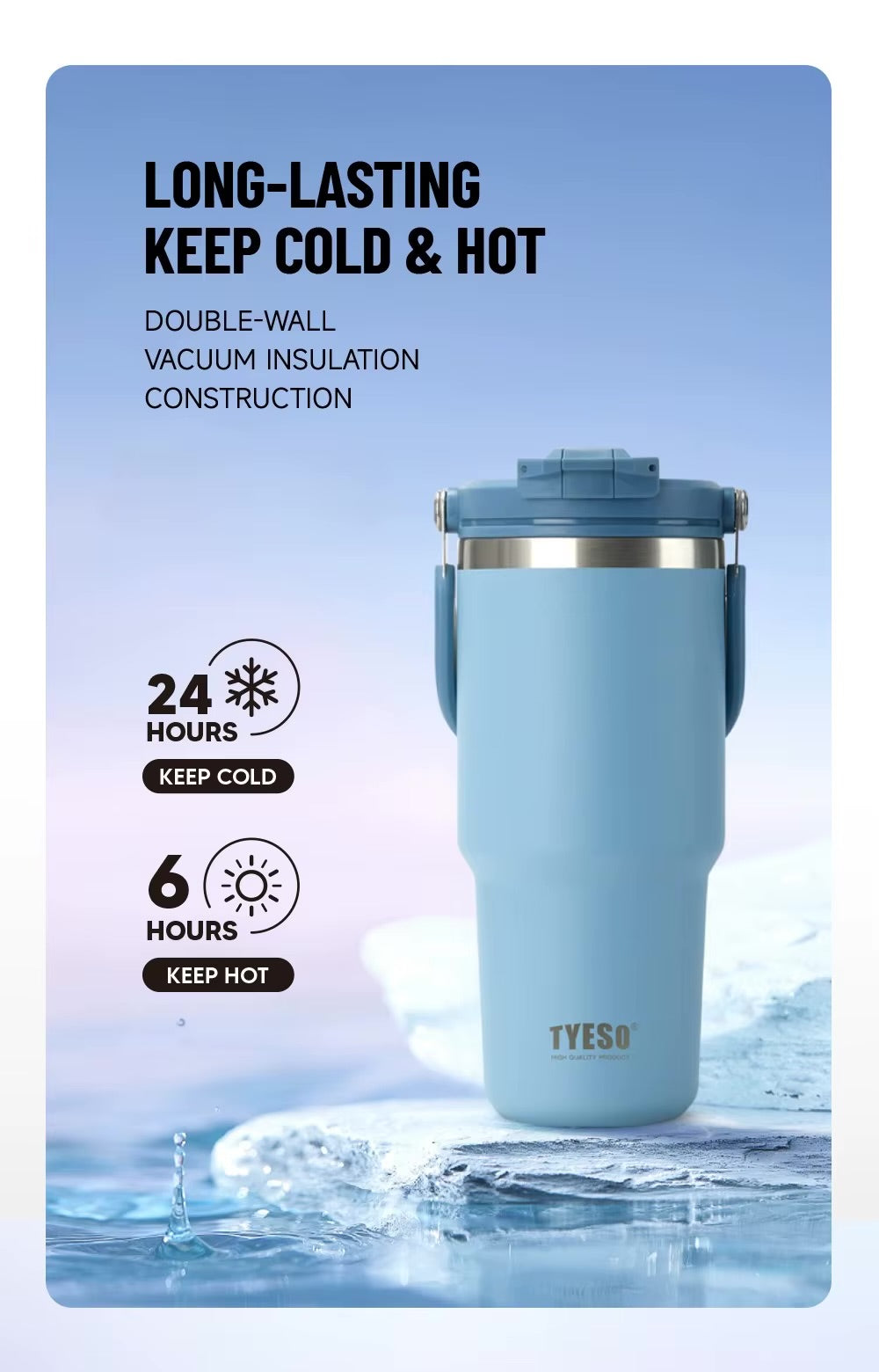 Tyeso Thermos de grande capacité avec poignée