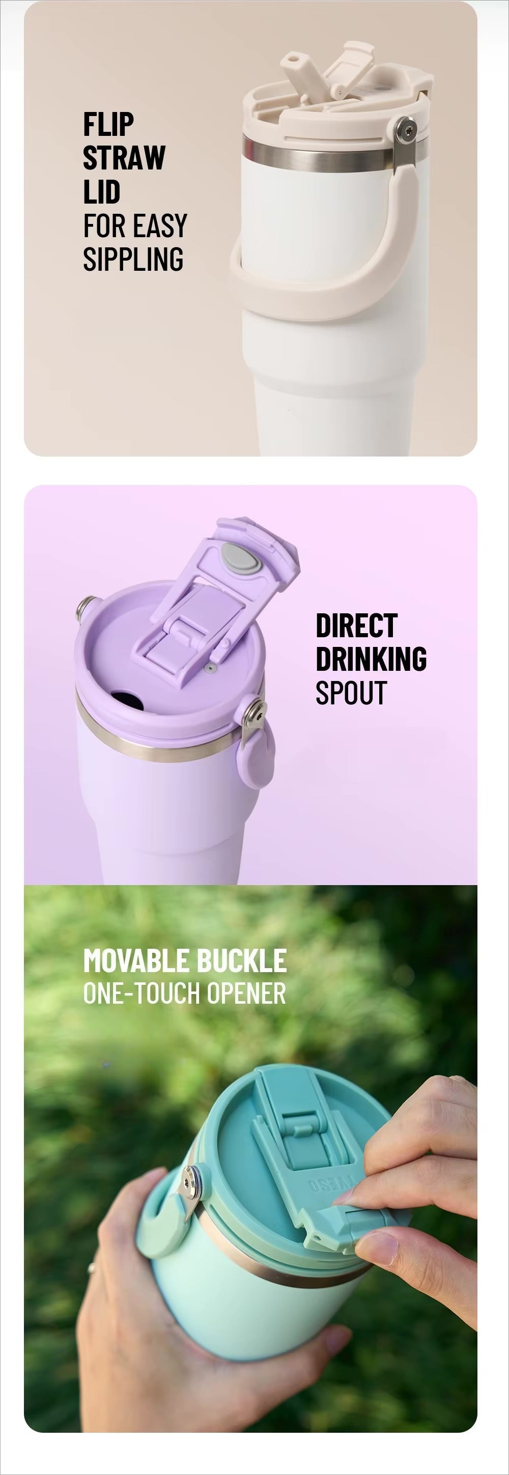 Tyeso Thermos de grande capacité avec poignée