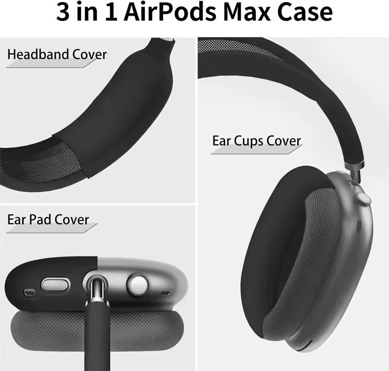 Coque en silicone souple 3 en 1 pour AirPods Max