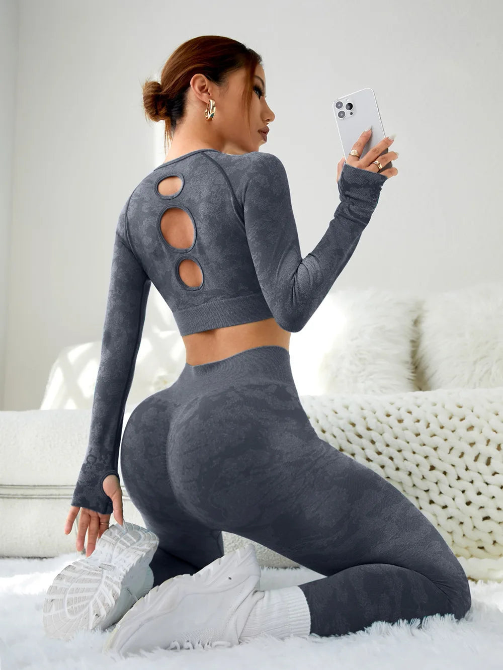 Nouvel ensemble - camouflage ajouré fitness yoga