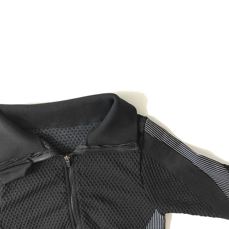 Ensemble féminin 2/3 pièces de yoga sans couture, maille, pantalon legging, vêtements avec fermeture éclair, haut court à manches longues, tenue fitness, ensemble pour salle de sport