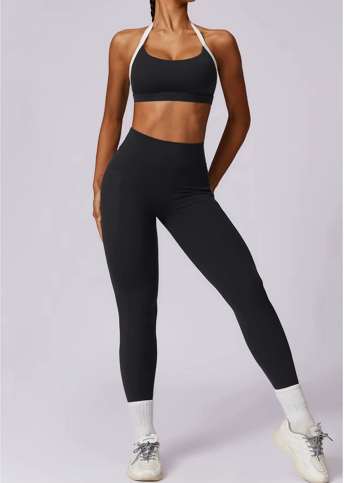 Ensemble de Yoga 2 pièces pour femmes, vêtements d'entraînement Push Up, vêtements de sport, Legging de gymnastique, soutien-gorge de Fitness, haut court, combinaisons de sport à manches longues