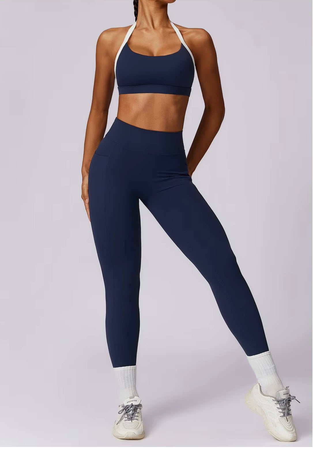 Ensemble de Yoga 2 pièces pour femmes, vêtements d'entraînement Push Up, vêtements de sport, Legging de gymnastique, soutien-gorge de Fitness, haut court, combinaisons de sport à manches longues