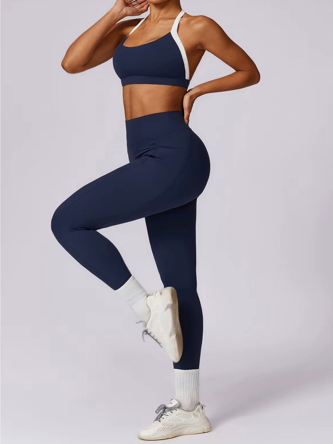 Ensemble de Yoga 2 pièces pour femmes, vêtements d'entraînement Push Up, vêtements de sport, Legging de gymnastique, soutien-gorge de Fitness, haut court, combinaisons de sport à manches longues