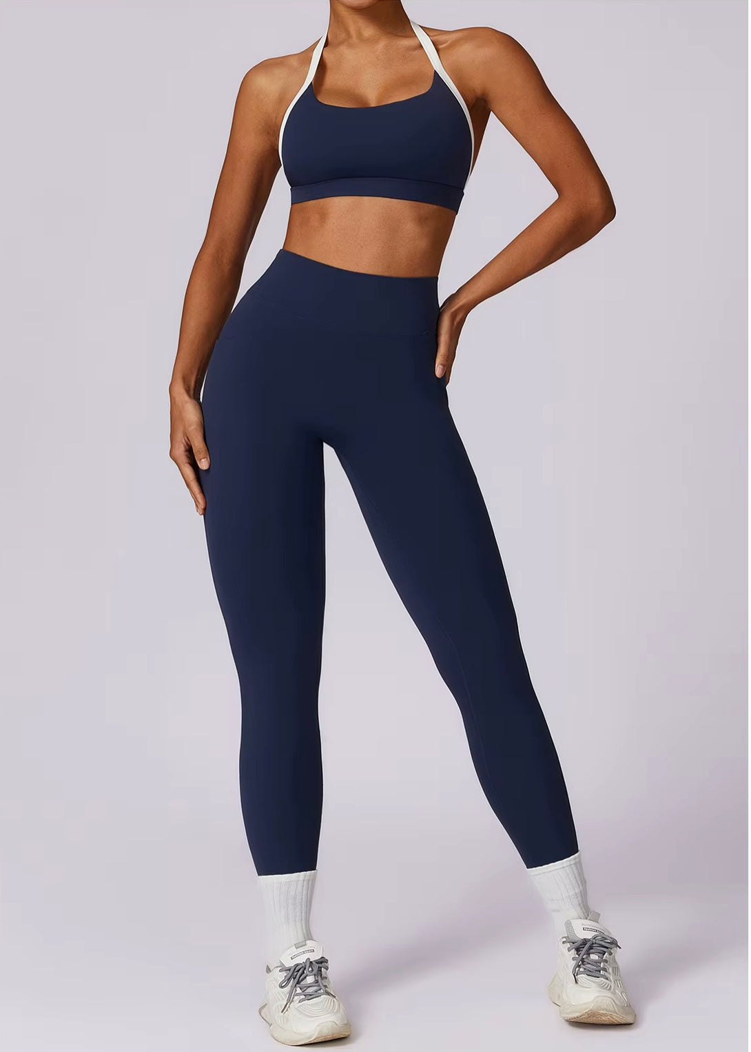 Ensemble de Yoga 2 pièces pour femmes, vêtements d'entraînement Push Up, vêtements de sport, Legging de gymnastique, soutien-gorge de Fitness, haut court, combinaisons de sport à manches longues