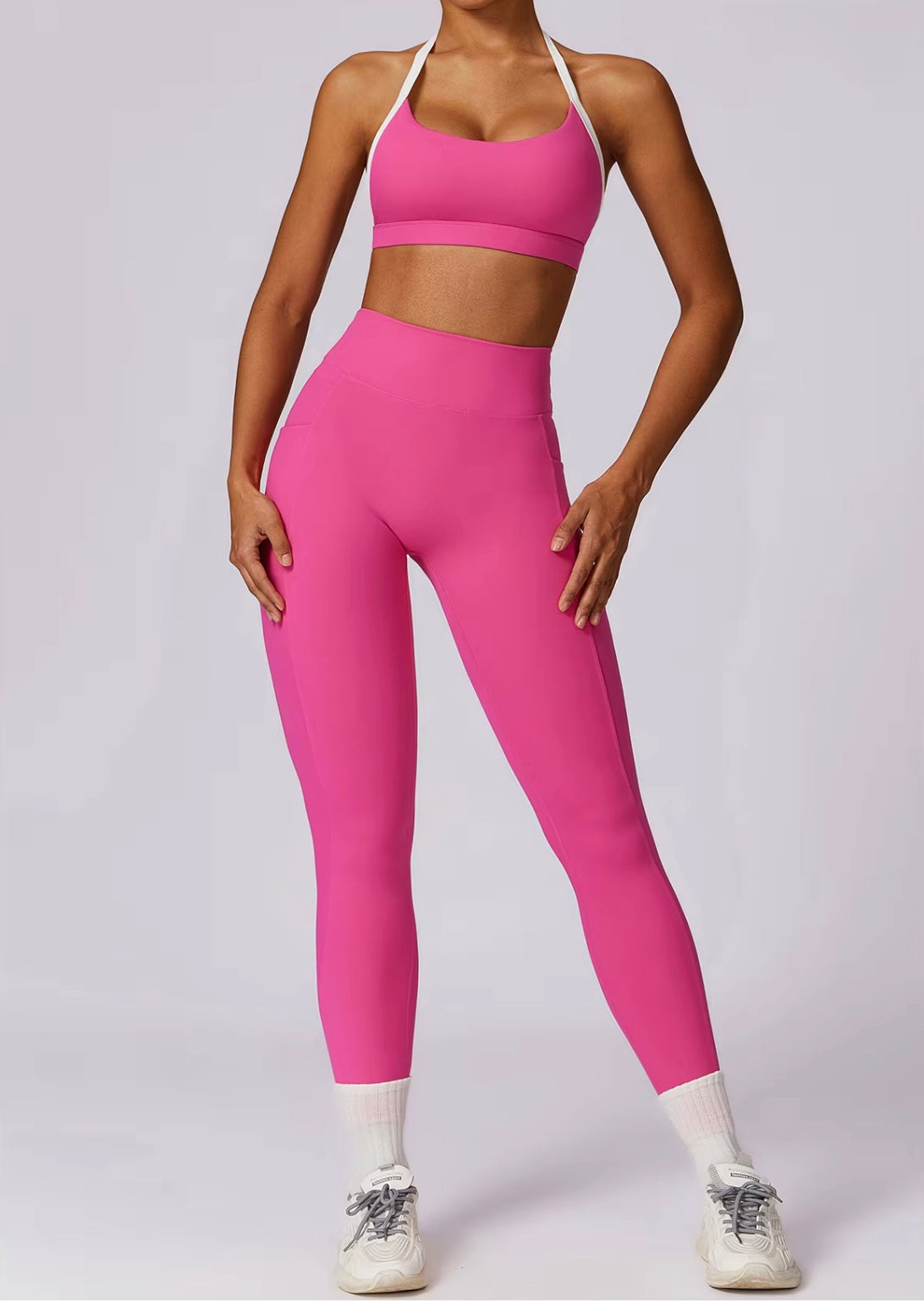 Ensemble de Yoga 2 pièces pour femmes, vêtements d'entraînement Push Up, vêtements de sport, Legging de gymnastique, soutien-gorge de Fitness, haut court, combinaisons de sport à manches longues