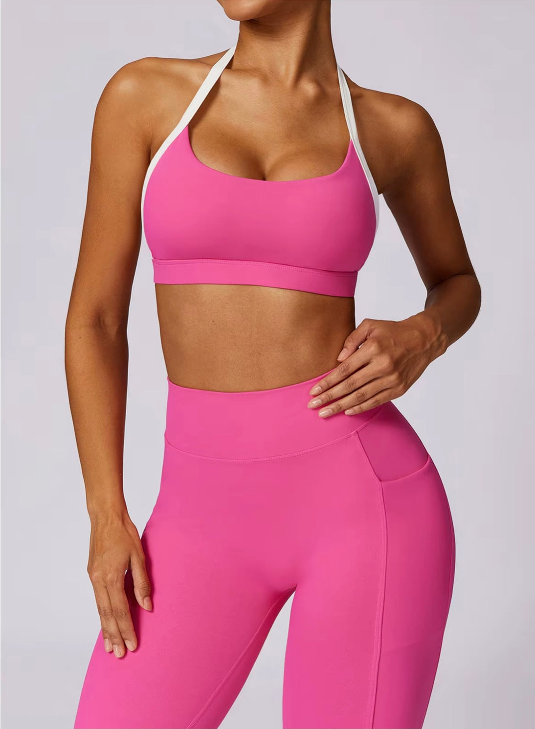 Ensemble de Yoga 2 pièces pour femmes, vêtements d'entraînement Push Up, vêtements de sport, Legging de gymnastique, soutien-gorge de Fitness, haut court, combinaisons de sport à manches longues