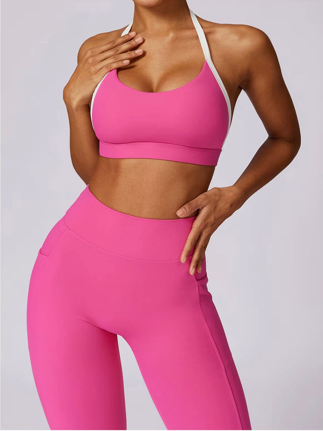 Ensemble de Yoga 2 pièces pour femmes, vêtements d'entraînement Push Up, vêtements de sport, Legging de gymnastique, soutien-gorge de Fitness, haut court, combinaisons de sport à manches longues