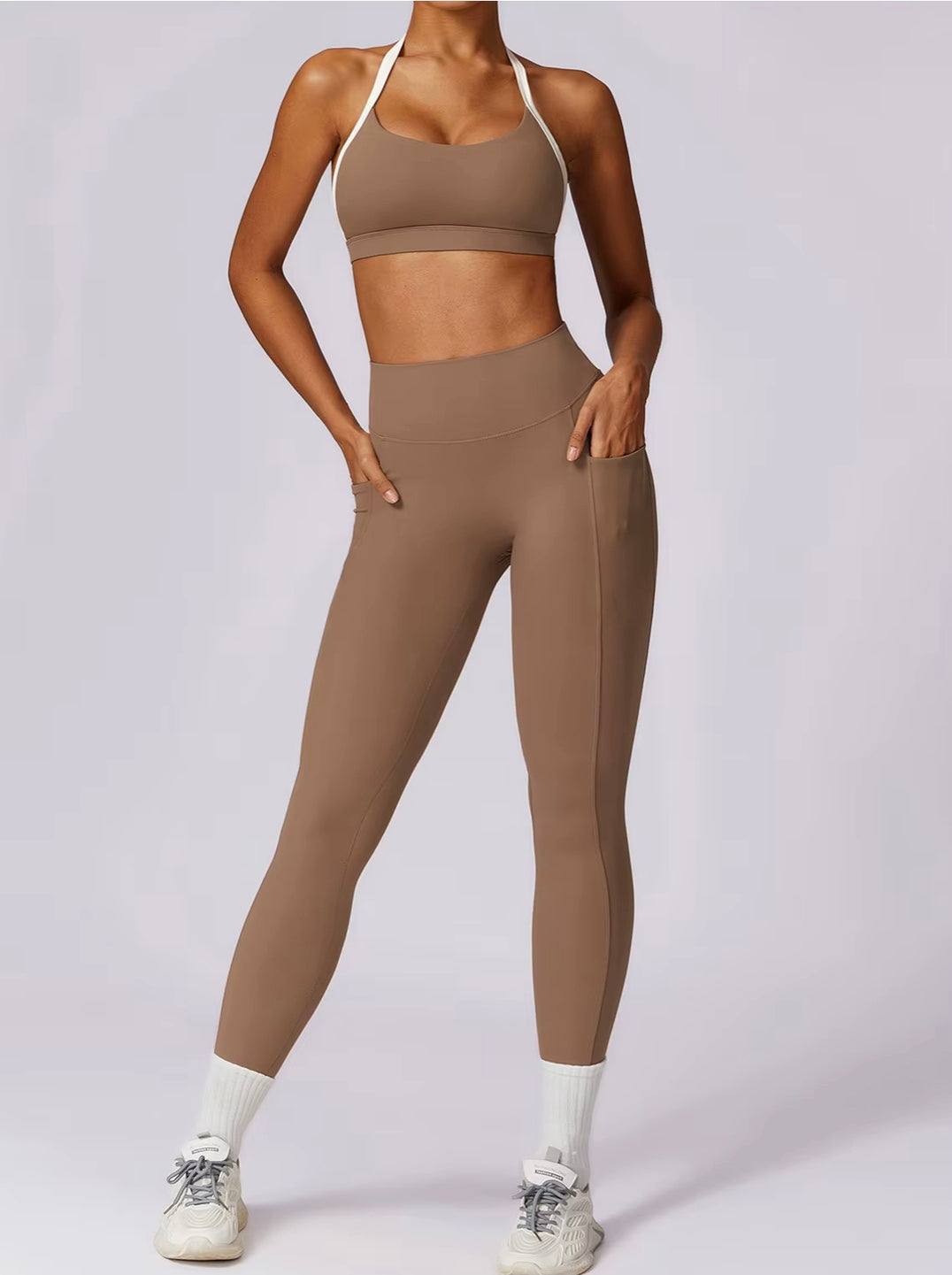 Ensemble de Yoga 2 pièces pour femmes, vêtements d'entraînement Push Up, vêtements de sport, Legging de gymnastique, soutien-gorge de Fitness, haut court, combinaisons de sport à manches longues