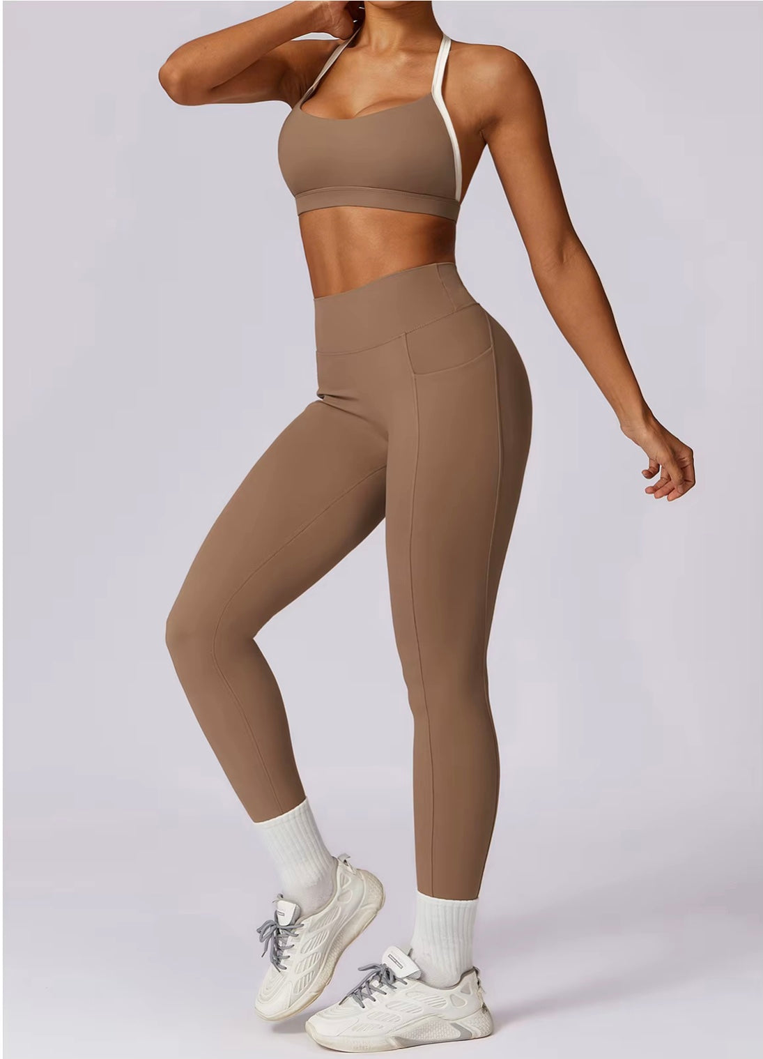 Ensemble de Yoga 2 pièces pour femmes, vêtements d'entraînement Push Up, vêtements de sport, Legging de gymnastique, soutien-gorge de Fitness, haut court, combinaisons de sport à manches longues