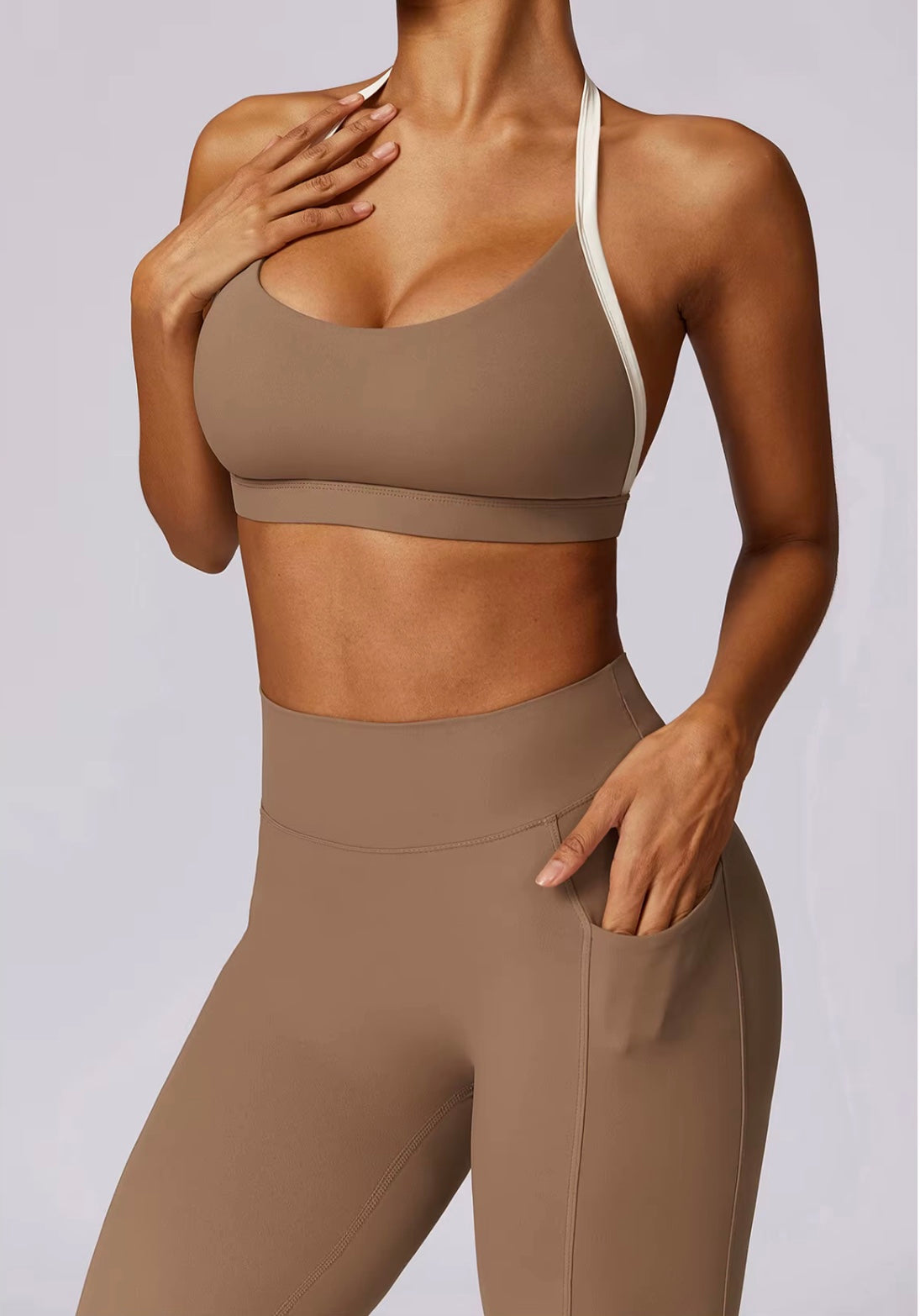 Ensemble de Yoga 2 pièces pour femmes, vêtements d'entraînement Push Up, vêtements de sport, Legging de gymnastique, soutien-gorge de Fitness, haut court, combinaisons de sport à manches longues