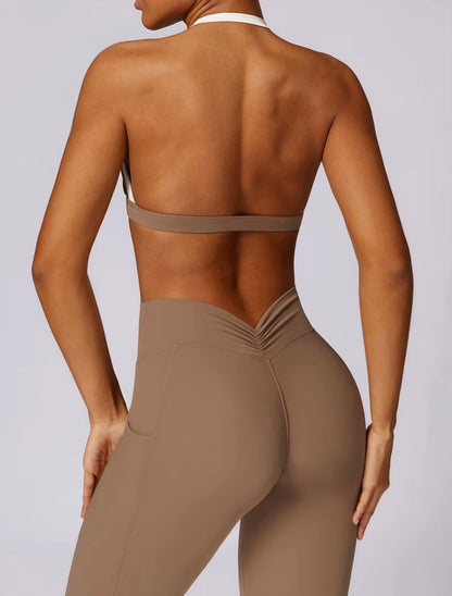 Ensemble de Yoga 2 pièces pour femmes, vêtements d'entraînement Push Up, vêtements de sport, Legging de gymnastique, soutien-gorge de Fitness, haut court, combinaisons de sport à manches longues