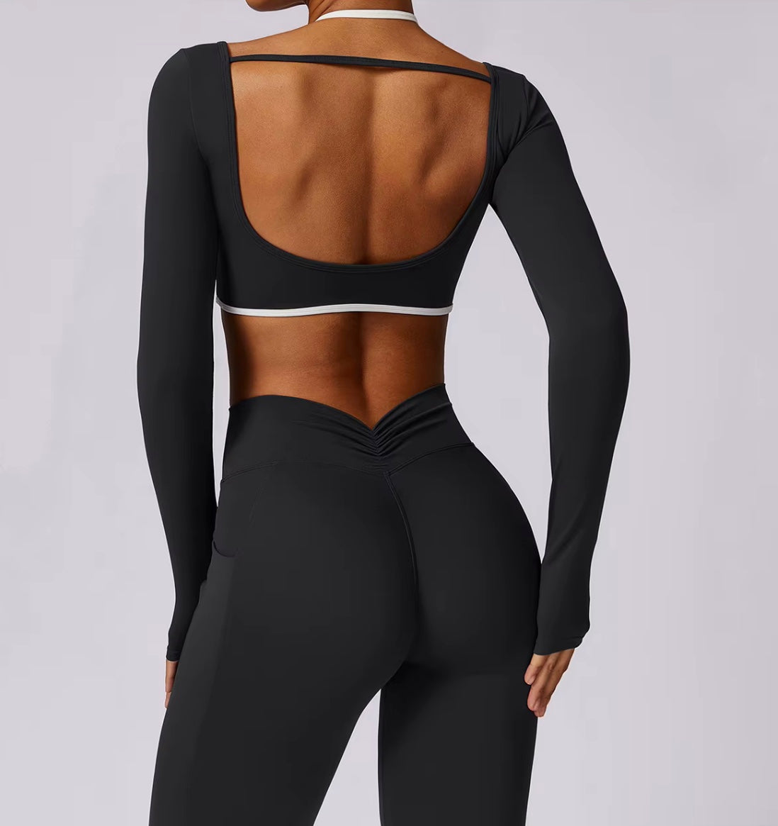 Ensemble de Yoga 2 pièces pour femmes, vêtements d'entraînement Push Up, vêtements de sport, Legging de gymnastique, soutien-gorge de Fitness, haut court, combinaisons de sport à manches longues