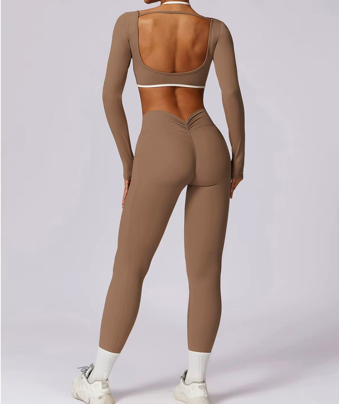 Ensemble de Yoga 2 pièces pour femmes, vêtements d'entraînement Push Up, vêtements de sport, Legging de gymnastique, soutien-gorge de Fitness, haut court, combinaisons de sport à manches longues