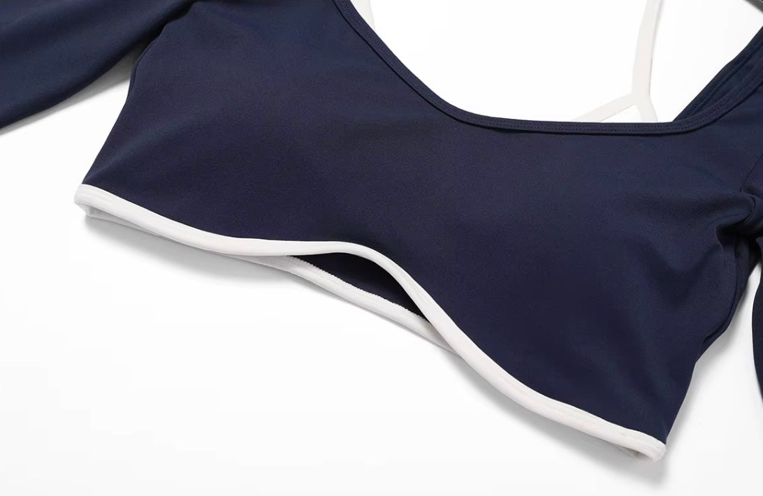 Ensemble de Yoga 2 pièces pour femmes, vêtements d'entraînement Push Up, vêtements de sport, Legging de gymnastique, soutien-gorge de Fitness, haut court, combinaisons de sport à manches longues