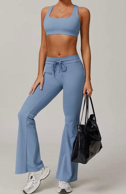 Costume de Yoga 2 pièces, vêtements de sport, ensemble de sport pour femmes, survêtement, Leggings de course, entraînement, manches longues, soutien-gorge Push Up, vêtements de Yoga