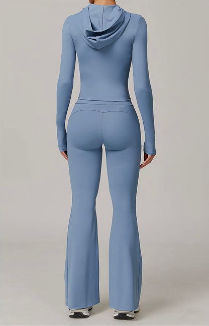 Costume de Yoga 2 pièces, vêtements de sport, ensemble de sport pour femmes, survêtement, Leggings de course, entraînement, manches longues, soutien-gorge Push Up, vêtements de Yoga