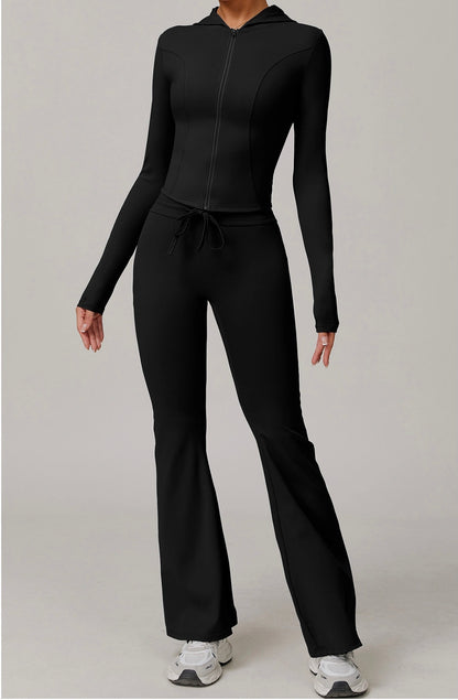 Costume de Yoga 2 pièces, vêtements de sport, ensemble de sport pour femmes, survêtement, Leggings de course, entraînement, manches longues, soutien-gorge Push Up, vêtements de Yoga
