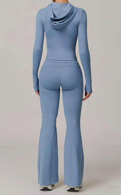 Costume de Yoga 2 pièces, vêtements de sport, ensemble de sport pour femmes, survêtement, Leggings de course, entraînement, manches longues, soutien-gorge Push Up, vêtements de Yoga