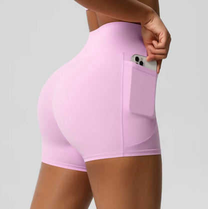 Short de sport pour femmes avec poche, Legging de Yoga, résistant aux squats, taille haute, Fitness, serré, séchage rapide, cyclisme, entraînement, gymnastique