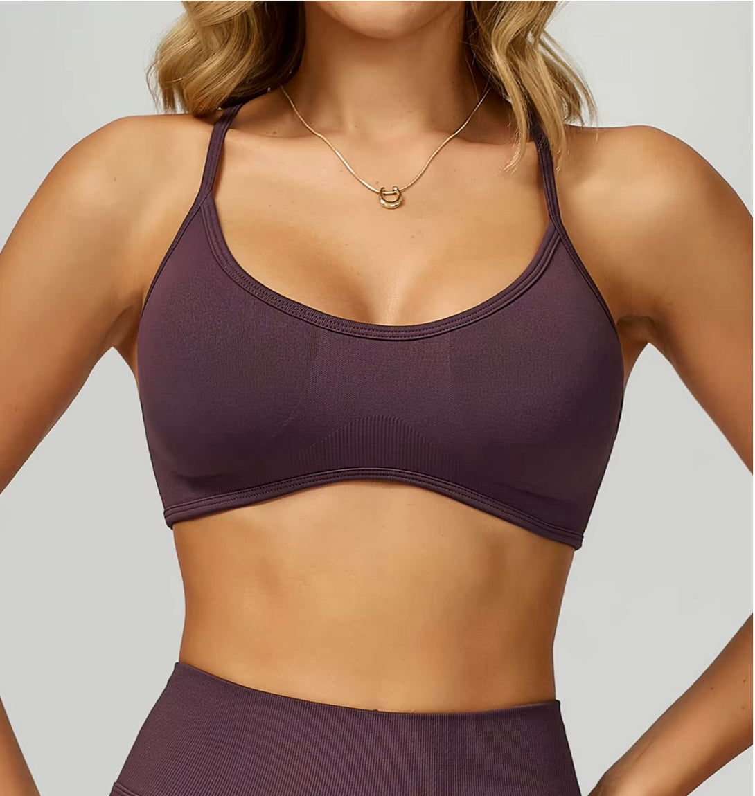Soutien-gorge de sport sans couture pour femmes, col licou, soutien élevé, push-up, dos ouvert, vêtements de sport, débardeur, sous-vêtements de Fitness, brassière d'entraînement de Yoga