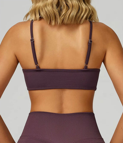 Soutien-gorge de sport sans couture pour femmes, col licou, soutien élevé, push-up, dos ouvert, vêtements de sport, débardeur, sous-vêtements de Fitness, brassière d'entraînement de Yoga