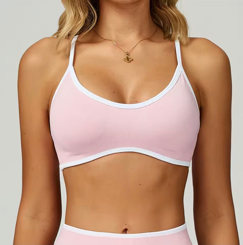 Soutien-gorge de sport sans couture pour femmes, col licou, soutien élevé, push-up, dos ouvert, vêtements de sport, débardeur, sous-vêtements de Fitness, brassière d'entraînement de Yoga