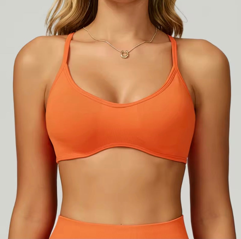 Soutien-gorge de sport sans couture pour femmes, col licou, soutien élevé, push-up, dos ouvert, vêtements de sport, débardeur, sous-vêtements de Fitness, brassière d'entraînement de Yoga