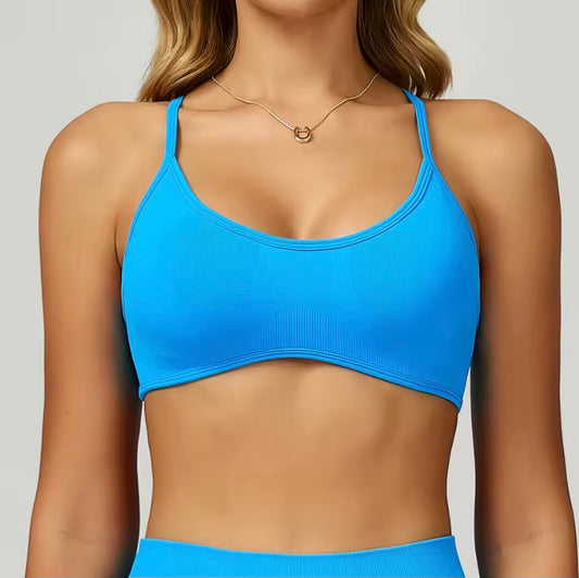 Soutien-gorge de sport sans couture pour femmes, col licou, soutien élevé, push-up, dos ouvert, vêtements de sport, débardeur, sous-vêtements de Fitness, brassière d'entraînement de Yoga