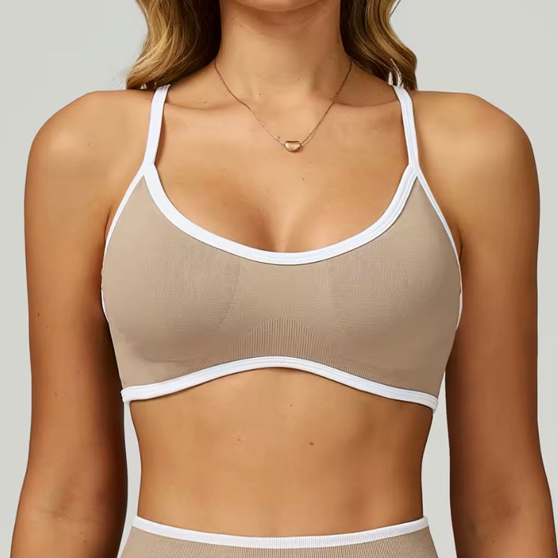 Soutien-gorge de sport sans couture pour femmes, col licou, soutien élevé, push-up, dos ouvert, vêtements de sport, débardeur, sous-vêtements de Fitness, brassière d'entraînement de Yoga