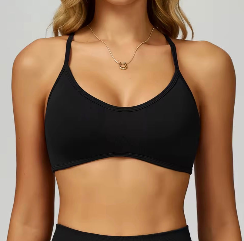 Soutien-gorge de sport sans couture pour femmes, col licou, soutien élevé, push-up, dos ouvert, vêtements de sport, débardeur, sous-vêtements de Fitness, brassière d'entraînement de Yoga