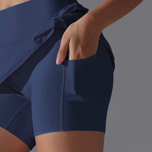 Jupe de Yoga jupe de Tennis de Badminton taille haute jupe de sueur respirante élasticité à séchage rapide jupe de Yoga Double couche legging intérieur