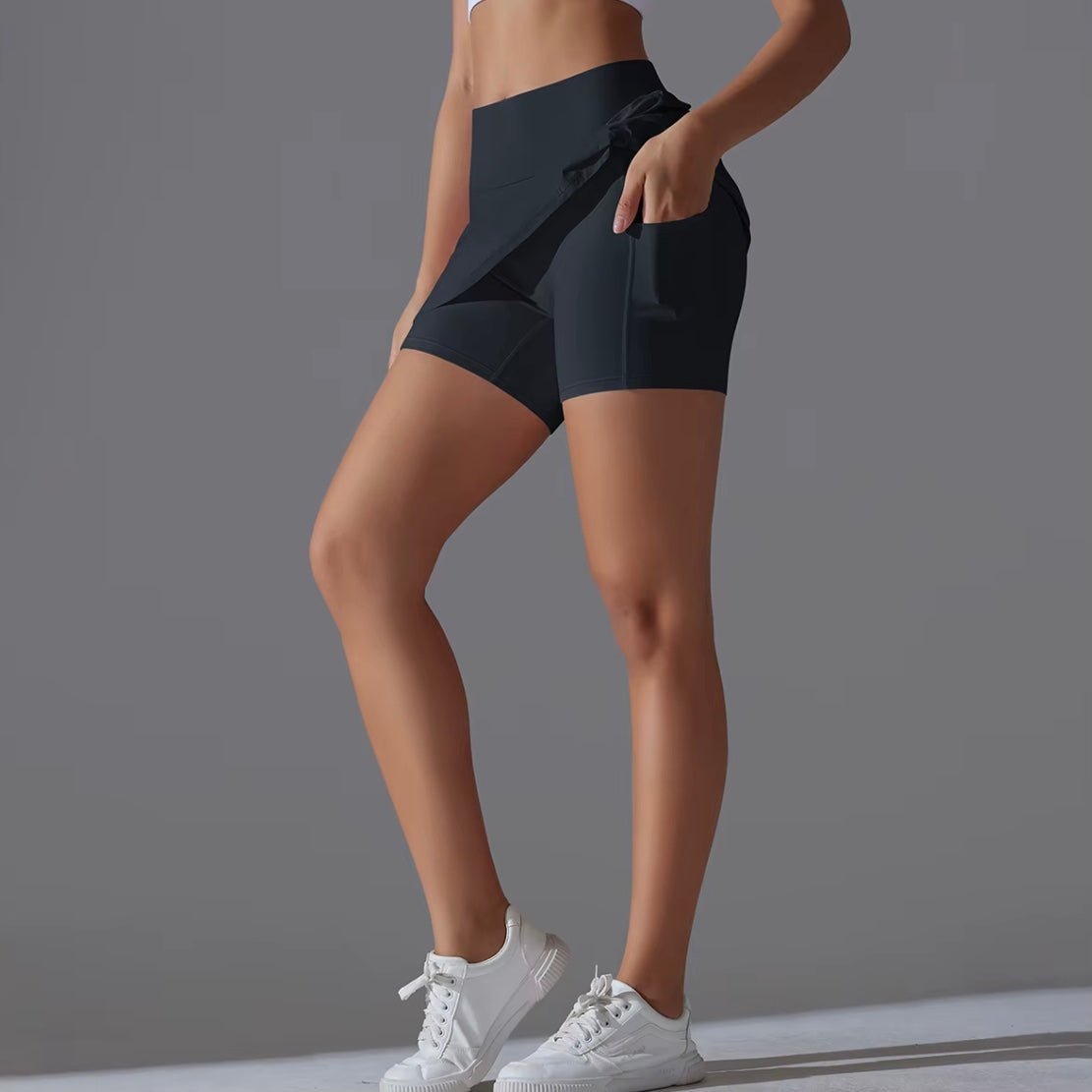 Jupe de Yoga jupe de Tennis de Badminton taille haute jupe de sueur respirante élasticité à séchage rapide jupe de Yoga Double couche legging intérieur