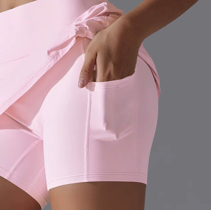 Jupe de Yoga jupe de Tennis de Badminton taille haute jupe de sueur respirante élasticité à séchage rapide jupe de Yoga Double couche legging intérieur