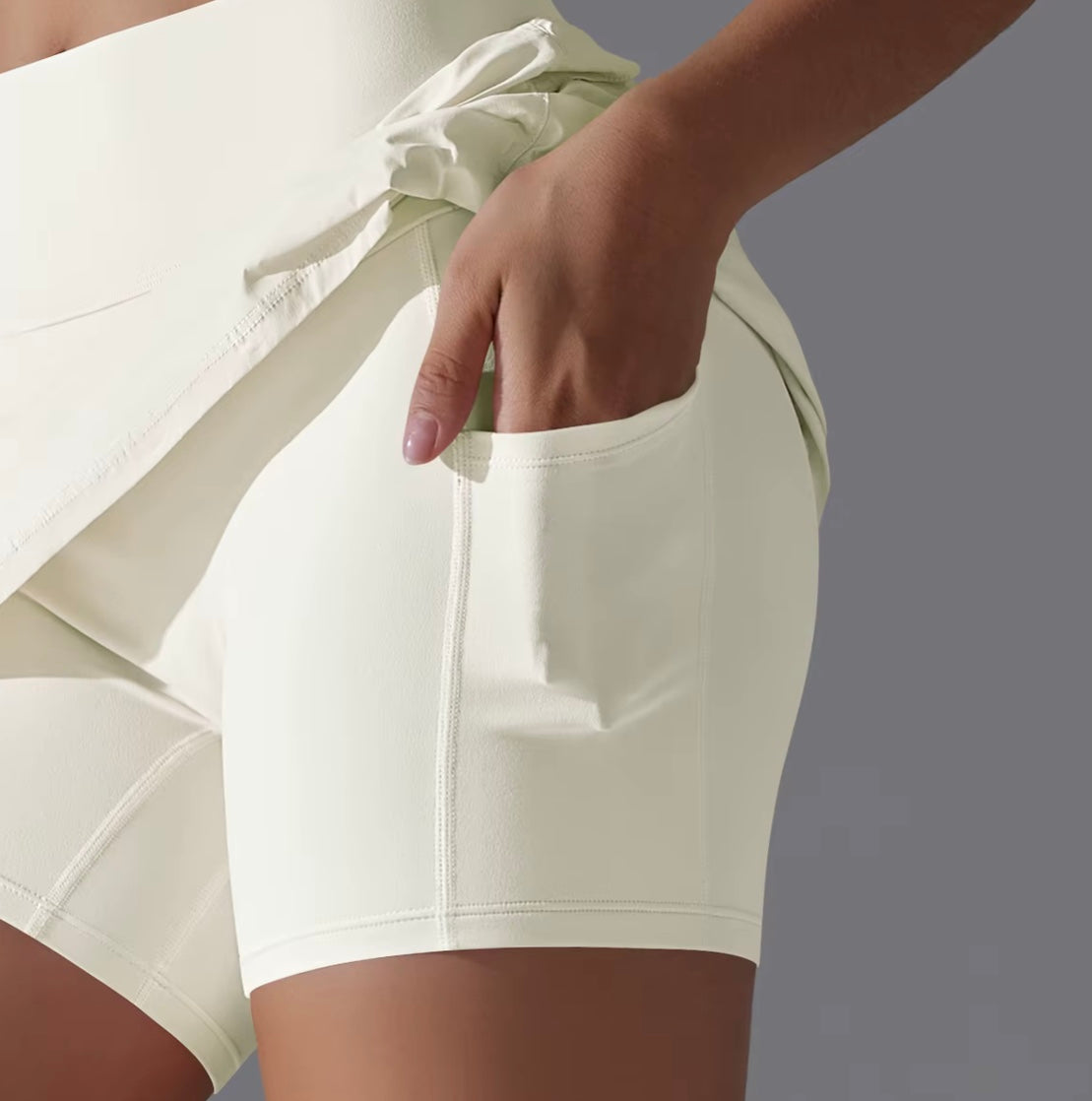 Jupe de Yoga jupe de Tennis de Badminton taille haute jupe de sueur respirante élasticité à séchage rapide jupe de Yoga Double couche legging intérieur