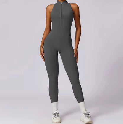 Combinaisons dos nu fermeture éclair sport body femmes Yoga ensembles vêtements de sport Fitness salopette une pièce costume entraînement combishort femme