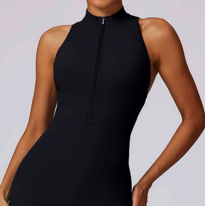 Combinaisons dos nu fermeture éclair sport body femmes Yoga ensembles vêtements de sport Fitness salopette une pièce costume entraînement combishort femme